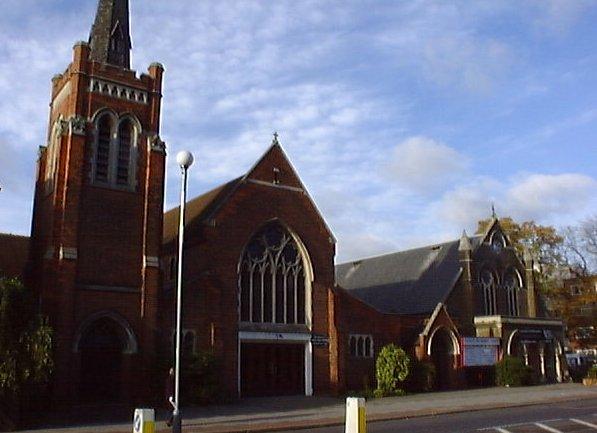 Church (left) and Hall (right) facing onto Ballards Lane